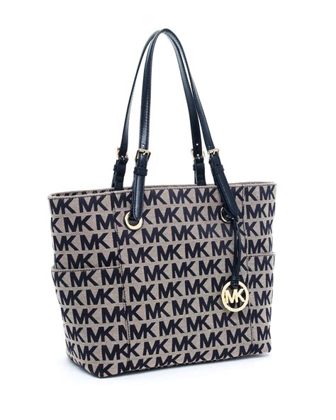 michael kors black and white tote bag|Michael Kors large black tote.